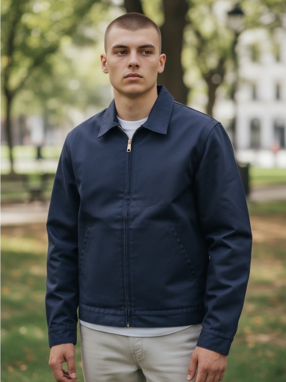 Dickies Navy Zip-Up Bomber Jacket
